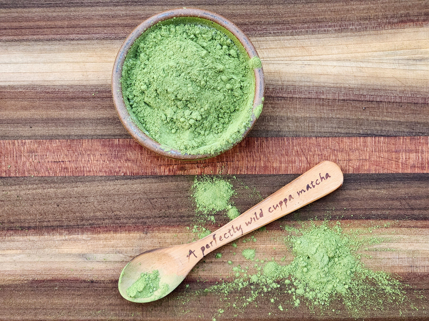Sustainable Bamboo Spoon w/"Perfectly Wild Cuppa Matcha" Woodburned