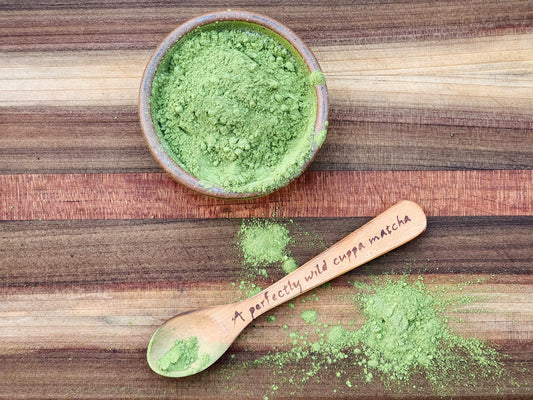 Sustainable Bamboo Spoon w/"Perfectly Wild Cuppa Matcha" Woodburned