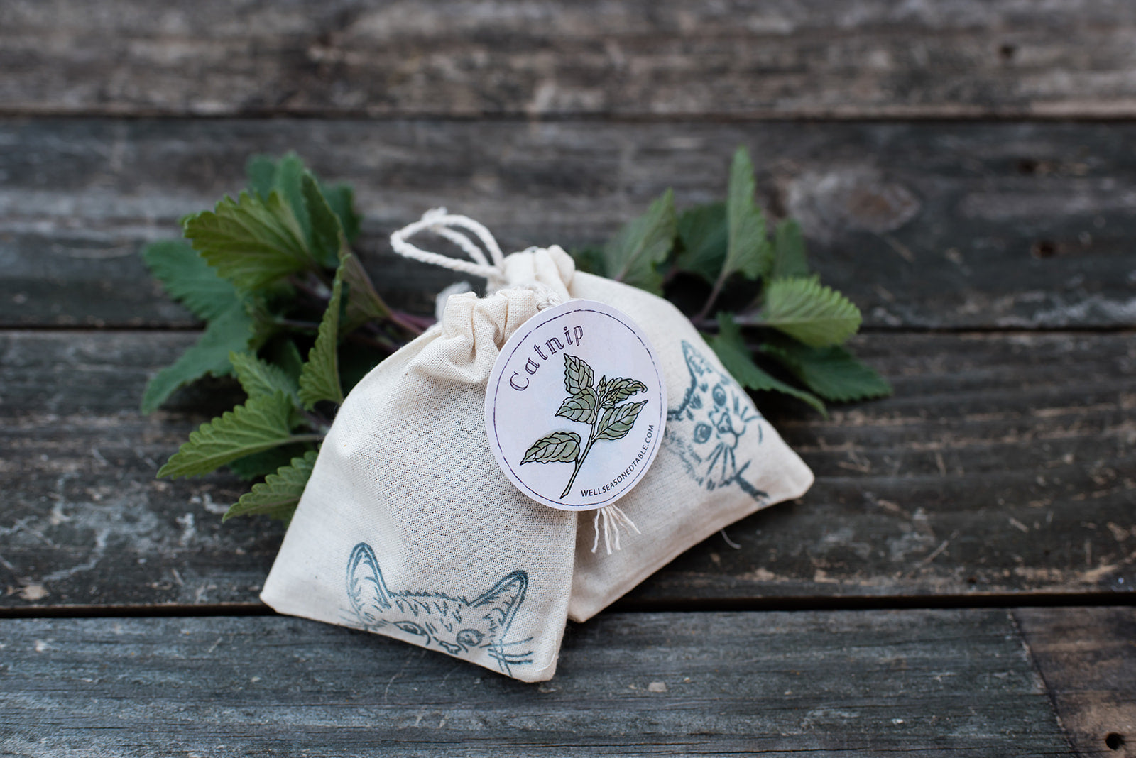 Farm-grown catnip bag from Well Seasoned Table.